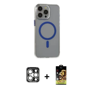ieg™ iPhone 15 Pro Max Kılıf Odak Form Özel Seri - Siyah Buffer Cam Ekran Koruyucu + PVD Metal Kamera Lens - GS