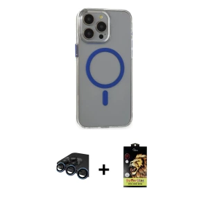 ieg™ iPhone 15 Pro Max Kılıf Odak Form Özel Seri - Siyah Buffer Cam Ekran Koruyucu + Raze Metal Kamera Lens - LT