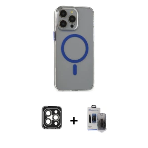 ieg™ iPhone 15 Pro Max Kılıf Odak Form Özel Seri - Siyah Vanessa Magic Hayalet Cam + PVD Metal Kamera Lens - GI