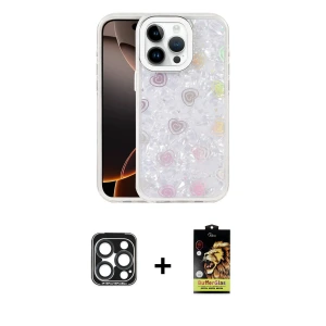 ieg™ iPhone 15 Pro Max Kılıf Odak Prime - Siyah Buffer Cam Ekran Koruyucu + PVD Metal Kamera Lens - LT