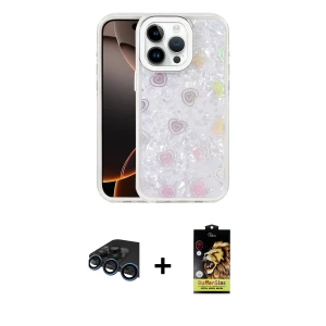 ieg™ iPhone 15 Pro Max Kılıf Odak Prime - Siyah Buffer Cam Ekran Koruyucu + Raze Metal Kamera Lens - LT