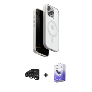 ieg™ iPhone 15 Pro Max Kılıf Pusula Form Serisi - Siyah Bilvis 5in1 5D Magic Hayalet Cam Ekran Koruyucu + Raze Metal Kamera Lens - TMGI