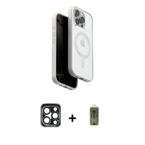 ieg™ iPhone 15 Pro Max Kılıf Pusula Form Serisi - Siyah Joko Magic 5D Hayalet Cam + PVD Metal Kamera Lens - LT