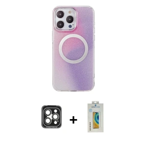 ieg™ iPhone 15 Pro Max Kılıf Pusula Form - Siyah Polymer Nano Ekran Koruyucu + PVD Metal Kamera Lens - GI