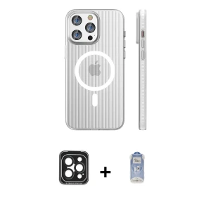 ieg™ iPhone 15 Pro Max Kılıf Pusula Minimal Koleksiyonu - Siyah Joko Magic 5D Cam + PVD Metal Kamera Lens - SH