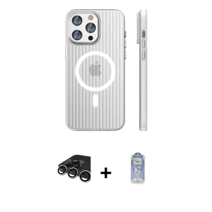 ieg™ iPhone 15 Pro Max Kılıf Pusula Minimal Koleksiyonu - Siyah Joko Magic 5D Cam + Raze Metal Kamera Lens - GS