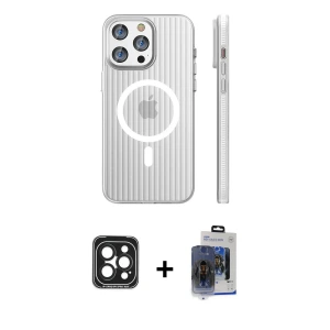 ieg™ iPhone 15 Pro Max Kılıf Pusula Minimal Koleksiyonu - Siyah Vanessa Magic Cam + PVD Metal Kamera Lens - SH
