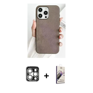 ieg™ iPhone 15 Pro Max Kılıf Pusula Modern - Siyah Bilvis 3D Mat Cam Ekran Koruyucu + PVD Metal Kamera Lens - GS
