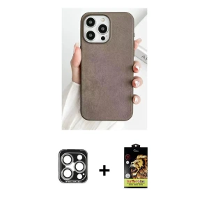 ieg™ iPhone 15 Pro Max Kılıf Pusula Modern - Siyah Buffer Cam Ekran Koruyucu + PVD Metal Kamera Lens - GS