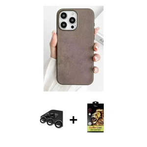 ieg™ iPhone 15 Pro Max Kılıf Pusula Modern - Siyah Buffer Cam Ekran Koruyucu + Raze Metal Kamera Lens - TMGI
