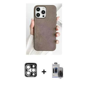 ieg™ iPhone 15 Pro Max Kılıf Pusula Modern - Siyah Vanessa Magic Hayalet Cam + PVD Metal Kamera Lens - GS