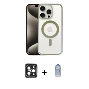 ieg™ iPhone 15 Pro Max Kılıf Siluet Çizgi Serisi - Siyah Joko Magic 5D Cam + PVD Metal Kamera Lens - SH