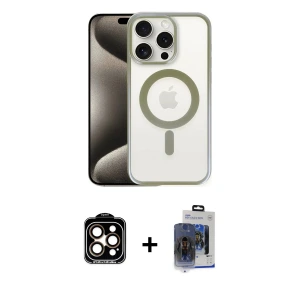 ieg™ iPhone 15 Pro Max Kılıf Siluet Çizgi Serisi - Siyah Vanessa Magic Cam + PVD Metal Kamera Lens - TU