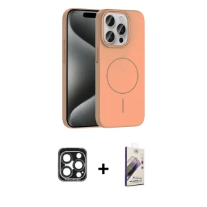 ieg™ iPhone 15 Pro Max Kılıf Siluet Doku Özel Seri - Siyah Bilvis 3D Mat Cam Ekran Koruyucu + PVD Metal Kamera Lens - LT