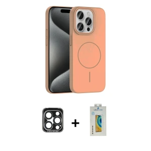 ieg™ iPhone 15 Pro Max Kılıf Siluet Doku Özel Seri - Siyah Polymer Nano Ekran Koruyucu + PVD Metal Kamera Lens - LT