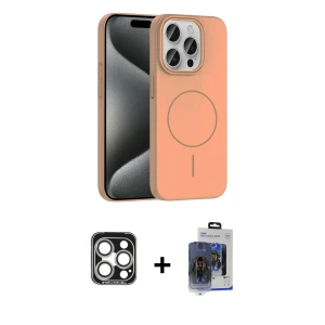 ieg™ iPhone 15 Pro Max Kılıf Siluet Doku Özel Seri - Siyah Vanessa Magic Cam + PVD Metal Kamera Lens - GS
