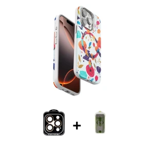 ieg™ iPhone 15 Pro Max Kılıf Siluet Doku - Siyah Joko Magic 5D Hayalet Cam + PVD Metal Kamera Lens - TU