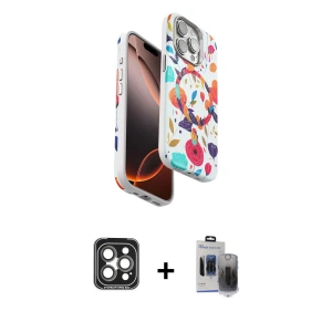 ieg™ iPhone 15 Pro Max Kılıf Siluet Doku - Siyah Vanessa Magic Hayalet Cam + PVD Metal Kamera Lens - GI