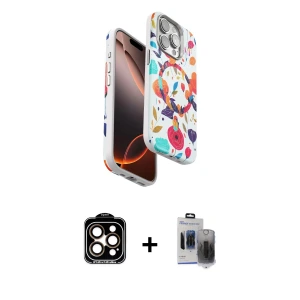 ieg™ iPhone 15 Pro Max Kılıf Siluet Doku - Siyah Vanessa Magic Hayalet Cam + PVD Metal Kamera Lens - TU
