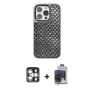 ieg™ iPhone 15 Pro Max Kılıf Siluet Form Serisi - Siyah Vanessa Magic Cam + PVD Metal Kamera Lens - GS