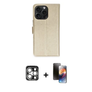 ieg™ iPhone 15 Pro Max Kılıf Siluet Işık Serisi - Siyah 3D Antistatik Mat Seramik Nano Ekran Koruyucu + PVD Metal Kamera Lens - GS