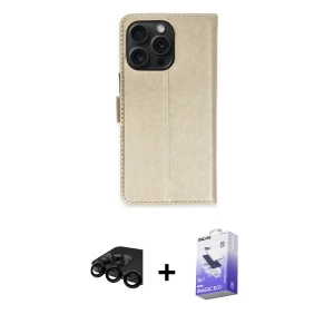 ieg™ iPhone 15 Pro Max Kılıf Siluet Işık Serisi - Siyah Bilvis 5in1 5D Magic Hayalet Cam Ekran Koruyucu + Raze Metal Kamera Lens - SH