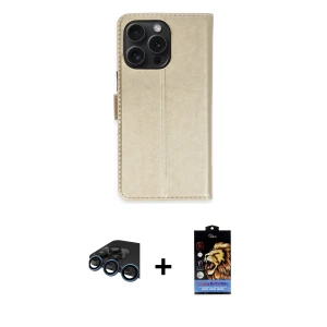 ieg™ iPhone 15 Pro Max Kılıf Siluet Işık Serisi - Siyah Buffer Hayalet Cam Ekran Koruyucu + Raze Metal Kamera Lens - LT