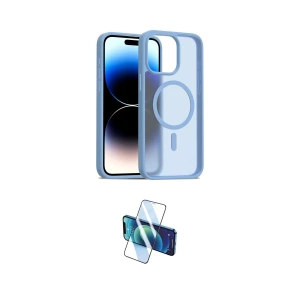 ieg™ iPhone 15 Pro Max Kılıf Siluet Minimal Prime - Siyah 3D Antistatik Seramik Nano Ekran Koruyucu