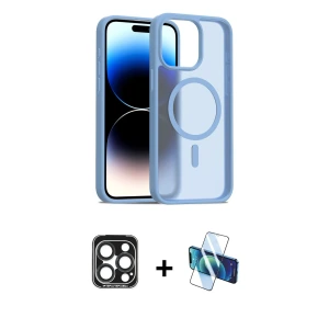 ieg™ iPhone 15 Pro Max Kılıf Siluet Minimal Prime - Siyah 3D Antistatik Seramik Nano Ekran Koruyucu + PVD Metal Kamera Lens - LT