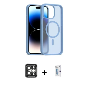 ieg™ iPhone 15 Pro Max Kılıf Siluet Minimal Prime - Siyah Bilvis 0.18mm Plus Cam Ekran Koruyucu + PVD Metal Kamera Lens - GI