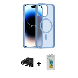 ieg™ iPhone 15 Pro Max Kılıf Siluet Minimal Prime - Siyah Polymer Nano Ekran Koruyucu + Raze Metal Kamera Lens - SH