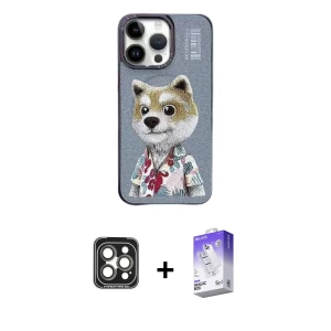 ieg™ iPhone 15 Pro Max Kılıf Siluet Modern Özel Seri - Siyah Bilvis 5in1 3D Magic Cam Ekran Koruyucu + PVD Metal Kamera Lens - GI