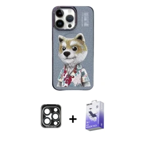 ieg™ iPhone 15 Pro Max Kılıf Siluet Modern Özel Seri - Siyah Bilvis 5in1 5D Magic Hayalet Cam Ekran Koruyucu + PVD Metal Kamera Lens - LT