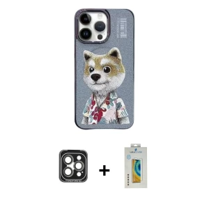 ieg™ iPhone 15 Pro Max Kılıf Siluet Modern Özel Seri - Siyah Polymer Nano Ekran Koruyucu + PVD Metal Kamera Lens - GI