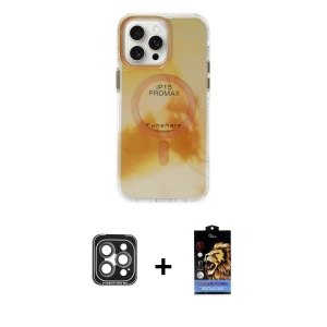 ieg™ iPhone 15 Pro Max Kılıf Ufuk Doku Prime - Siyah Buffer Hayalet Cam Ekran Koruyucu + PVD Metal Kamera Lens - GI