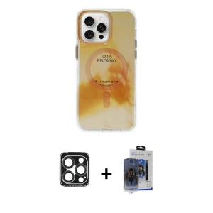 ieg™ iPhone 15 Pro Max Kılıf Ufuk Doku Prime - Siyah Vanessa Magic Cam + PVD Metal Kamera Lens - LT