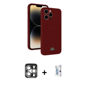 ieg™ iPhone 15 Pro Max Kılıf Vadi Çizgi Prime - Siyah Bilvis 0.18mm Plus Cam Ekran Koruyucu + PVD Metal Kamera Lens - GS