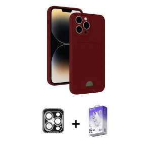 ieg™ iPhone 15 Pro Max Kılıf Vadi Çizgi Prime - Siyah Bilvis 5in1 3D Magic Cam Ekran Koruyucu + PVD Metal Kamera Lens - GS