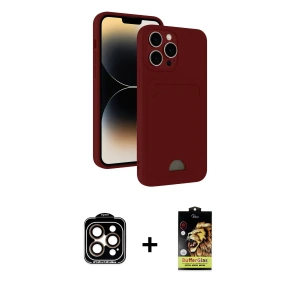 ieg™ iPhone 15 Pro Max Kılıf Vadi Çizgi Prime - Siyah Buffer Cam Ekran Koruyucu + PVD Metal Kamera Lens - TU