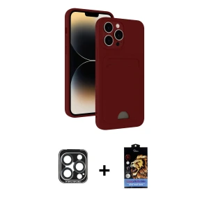 ieg™ iPhone 15 Pro Max Kılıf Vadi Çizgi Prime - Siyah Buffer Hayalet Cam Ekran Koruyucu + PVD Metal Kamera Lens - LT