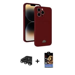 ieg™ iPhone 15 Pro Max Kılıf Vadi Çizgi Prime - Siyah Buffer Hayalet Cam Ekran Koruyucu + Raze Metal Kamera Lens - TMGI