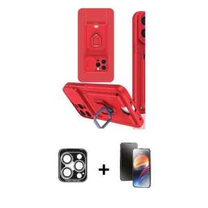 ieg™ iPhone 15 Pro Max Kılıf Vadi Form Prime - Siyah 3D Antistatik Mat Seramik Nano Ekran Koruyucu + PVD Metal Kamera Lens - GS