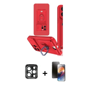 ieg™ iPhone 15 Pro Max Kılıf Vadi Form Prime - Siyah 3D Antistatik Mat Seramik Nano Ekran Koruyucu + PVD Metal Kamera Lens - LT