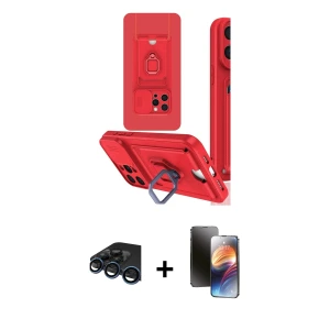 ieg™ iPhone 15 Pro Max Kılıf Vadi Form Prime - Siyah 3D Antistatik Mat Seramik Nano Ekran Koruyucu + Raze Metal Kamera Lens - LT