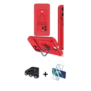 ieg™ iPhone 15 Pro Max Kılıf Vadi Form Prime - Siyah 3D Antistatik Seramik Nano Ekran Koruyucu + Raze Metal Kamera Lens - LT