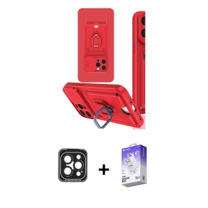 ieg™ iPhone 15 Pro Max Kılıf Vadi Form Prime - Siyah Bilvis 5in1 3D Magic Cam Ekran Koruyucu + PVD Metal Kamera Lens - SH