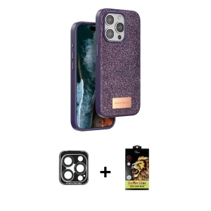 ieg™ iPhone 15 Pro Max Kılıf Vadi Klasik Serisi - Siyah Buffer Cam Ekran Koruyucu + PVD Metal Kamera Lens - LT