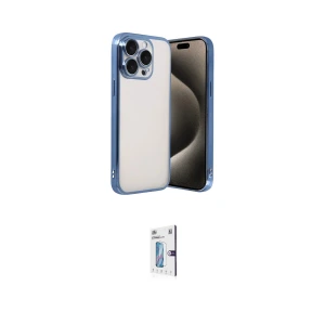 ieg™ iPhone 15 Pro Max Kılıf Vadi Minimal - Siyah Bilvis 0.18mm Plus Cam Ekran Koruyucu