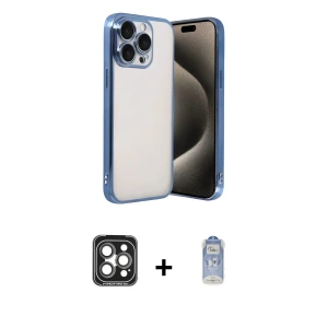 ieg™ iPhone 15 Pro Max Kılıf Vadi Minimal - Siyah Joko Magic 5D Cam + PVD Metal Kamera Lens - GI