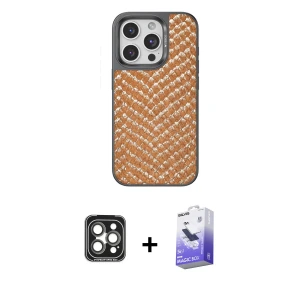 ieg™ iPhone 15 Pro Max Kılıf Vadi Özel Seri - Siyah Bilvis 5in1 5D Magic Hayalet Cam Ekran Koruyucu + PVD Metal Kamera Lens - GI